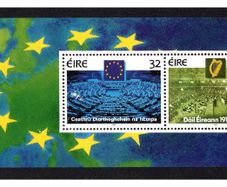 1994 Ireland Parliamentary Democracy (75th Anniversary of The First Meeting of the Dail & The 4th Direct Elections of the European Parliament) Commemorative Stamp Booklet Pane Mint Never Hinged (MNH). Hibernian HP67.