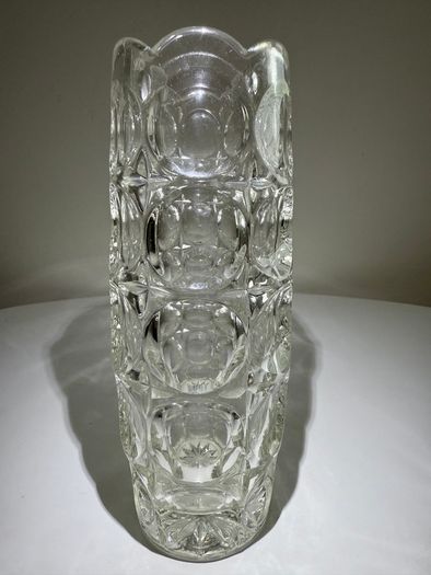 1920s Brockwitz Clear Pressed Glass Cylinder Vase (Moonprint Star Pattern)