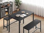 Dining table, kitchen table set, with 2 benches