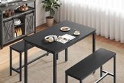 Dining table, kitchen table set, with 2 benches