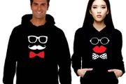 Matching Moustache and Lips Couple Hoodies