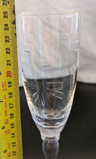 Pair Tall Etched Champagne Flutes Geometric Glass Toasting Glasses 25cm