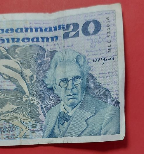Irish 1987  "YEATS" Twenty pound note in .Fine condition