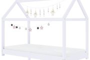 Kids Bed Frame White Solid Pine Wood 80x160 cm
