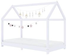 Kids Bed Frame White Solid Pine Wood 80x160 cm