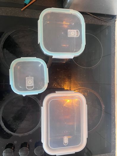 3 Glass Food Storage Containers with Lids