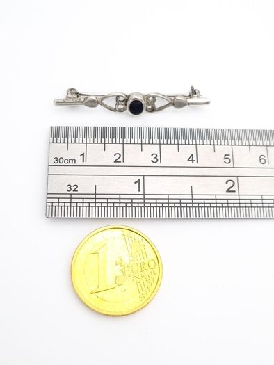 Whitby Jet Silver Brooch