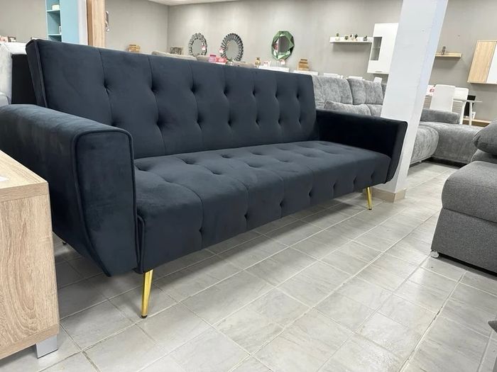 Luxury Velvet Sofa Bed with Golden Legs black