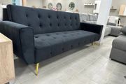 PRICE REDUCTION Velvet Sofa Bed Golden Legs black