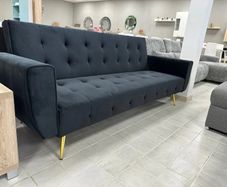 PRICE REDUCTION Velvet Sofa Bed Golden Legs black