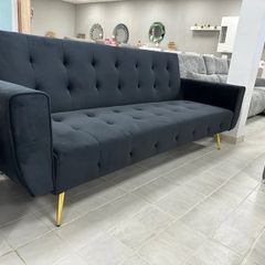 PRICE REDUCTION Velvet Sofa Bed Golden Legs black