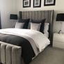 Wingback Double bed floor standing headboard, footboard and mattress Image 6