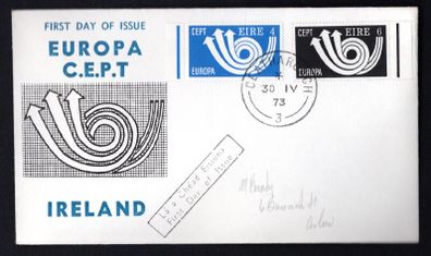 1973 Ireland Europa Commemorative Stamp Illustrated First Day Cover (FDC) with Carlow (Ceatherlach) cancel