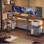 181CM L Shaped Corner Desk with Power Outlets LED Lights Gaming Desk Image 4