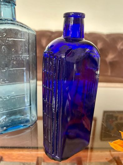 Antique Cobalt & Sky Blue Apothecary Bottles Late 19th Century Victorian