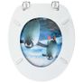 WC Toilet Seats with Lid 2 pcs MDF Penguin Design Image 3