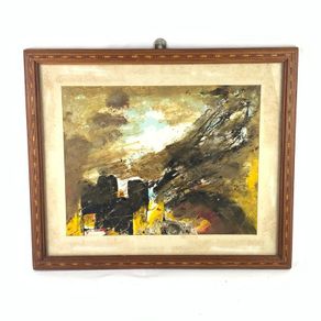Oil painting by Devendra (pollution over Mumbai)