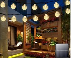 Solar Garden Lights Outdoor Waterproof, 50LED 7M/23Ft Solar Fairy Lights, Crystal Ball Lights with 8 Modes, Decorative Lighting for Home, Yard, Patio, Party,Christmas (Warm White)