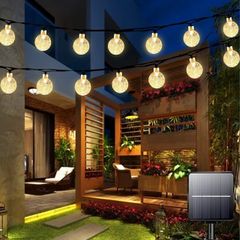 Solar Garden Lights Outdoor Waterproof, 50LED 7M/23Ft Solar Fairy Lights, Crystal Ball Lights with 8 Modes, Decorative Lighting for Home, Yard, Patio, Party,Christmas (Warm White)