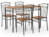 5 Piece Dining Set MDF and Steel Brown