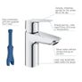 Grohe QuickFix Start SilkMove EnergySaving Cloakroom Mono Basin Mixer Tap with Waste - Chrome Image 4