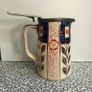 Vintage Sudlow England ceramic Imari style hand painted coffee pot with pewter lid, with matching plate Image 2