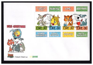 1999 Ireland Greetings Commemorative Stamps Booklet Pane An post First Day Cover (FDC)