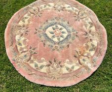 Old Round Chinese Aubusson Rug 117cm
