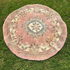 Old Round Chinese Aubusson Rug 117cm