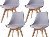 Set of 4 Dining Room Chairs with Solid Beech Leg, Retro Design Padded Chairs, Kitchen Chairs, Wood