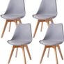 Set of 4 Dining Room Chairs Padded Chairs with Beech Wood Legs Image 5