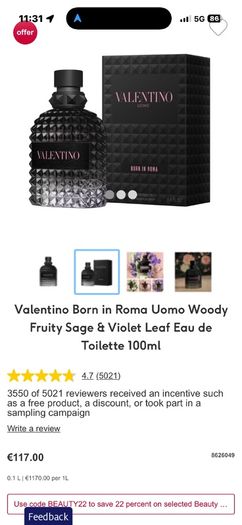 Valentino Uomo 100ml parfum for him