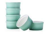 12 Porcelain Ramekins, Henten Home Souffle Dishes Bowls for Baking, Pudding, Creme Brulee, Custard Cups, Serving Dip, Oven, Microwave and Dishwasher Safe