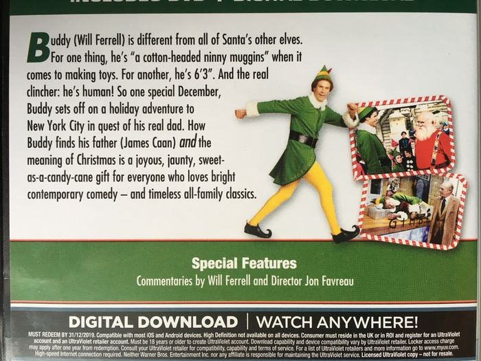 Elf [2003] Will Farrell, James Caan, Zooey Deschanel, Mary Steenburgen, Ed Asner & Bob Newhart  [Movie DVD]