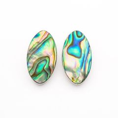 Vintage Abalone Sterling Silver Clip On Earrings