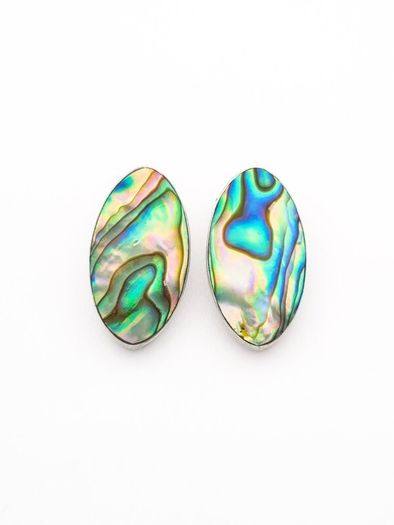 Vintage Abalone Sterling Silver Clip On Earrings