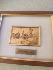SMALL FRAMED TURIN-Piazza S, Carlo Certificate din GUARANTEE The work reproduced here is guaranteed in gold leaf GI OREFICERIA CINZANO TORINO