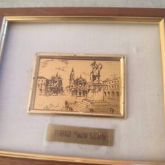 SMALL FRAMED TURIN-Piazza S, Carlo Certificate din GUARANTEE The work reproduced here is guaranteed in gold leaf GI OREFICERIA CINZANO TORINO