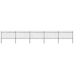 Garden Fence with Spear Top Steel 8.5x1 m Black
