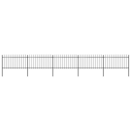 Garden Fence with Spear Top Steel 8.5x1 m Black