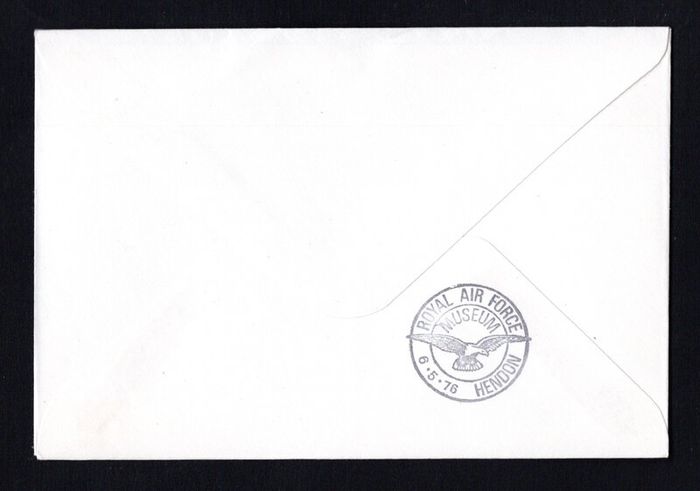 1976 Seychelles Illustrated Cover Commemorating 40th Anniversary of Flight by Amy Johnson Gravesend to Cape Town flown cover tying linked stamp with Royal Air Force Hendon cancel on reverse