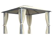 Gazebo with Curtain and String Lights 300x300 cm Cream Aluminium
