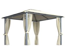 Gazebo with Curtain and String Lights 300x300 cm Cream Aluminium
