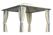 Gazebo with Curtain and String Lights 300x300 cm Cream Aluminium