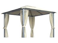 main image for ad Gazebo with Curtain and String Lights 300x300 cm Cream Aluminium