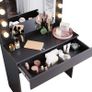 dressing table with stool, illuminated mirror, drawers, cosmetic table with 12 lights, 10 adjustable brightness, 3 colors, dressing table chest of drawers for bedroom, black, 80x40x140cm. Image 7