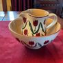 Nicholas Mosse Red lawn set of two , 4 inch jug and a 6 inch diameter bowl . Both have blemishes but perfect for  display Image 2