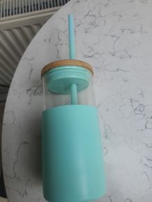 TRONCO Glass Tumbler with Bamboo lid Silicone Sleeve and Straw