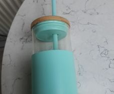 TRONCO Glass Tumbler with Bamboo lid Silicone Sleeve and Straw