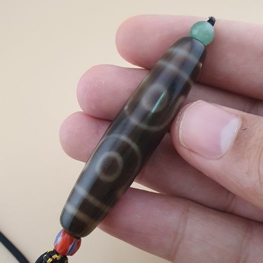 Vintage 7 Eyes Himalayan Tibetan Agate Dzi Bead Amulet